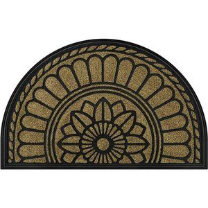Half Round Door Mat, Non-Slip Welcome Entrance Way Rug, 24" x 36", Beige&Brown